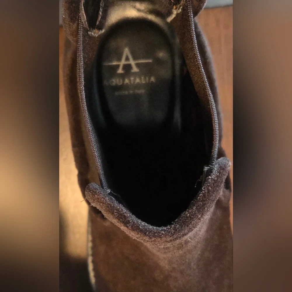Aquatalia Oliviera Weatherproof Suede Pull-On Booties Boots Brown Size 5